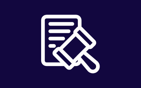 Icon of a document and a court hammer